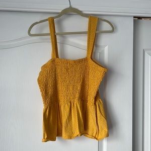 Yellow Shirred Tank top